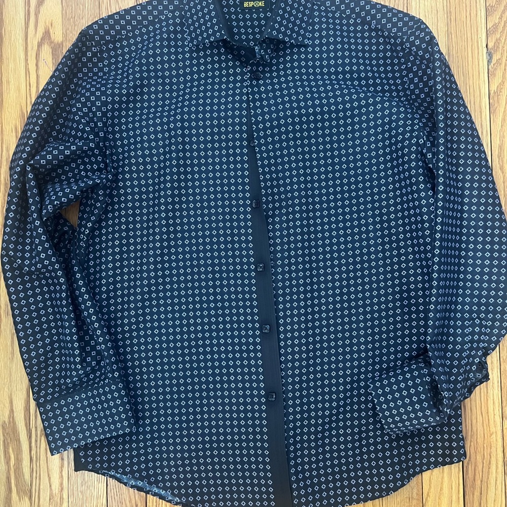 Bespoke Blue Geometric Dress Shirt